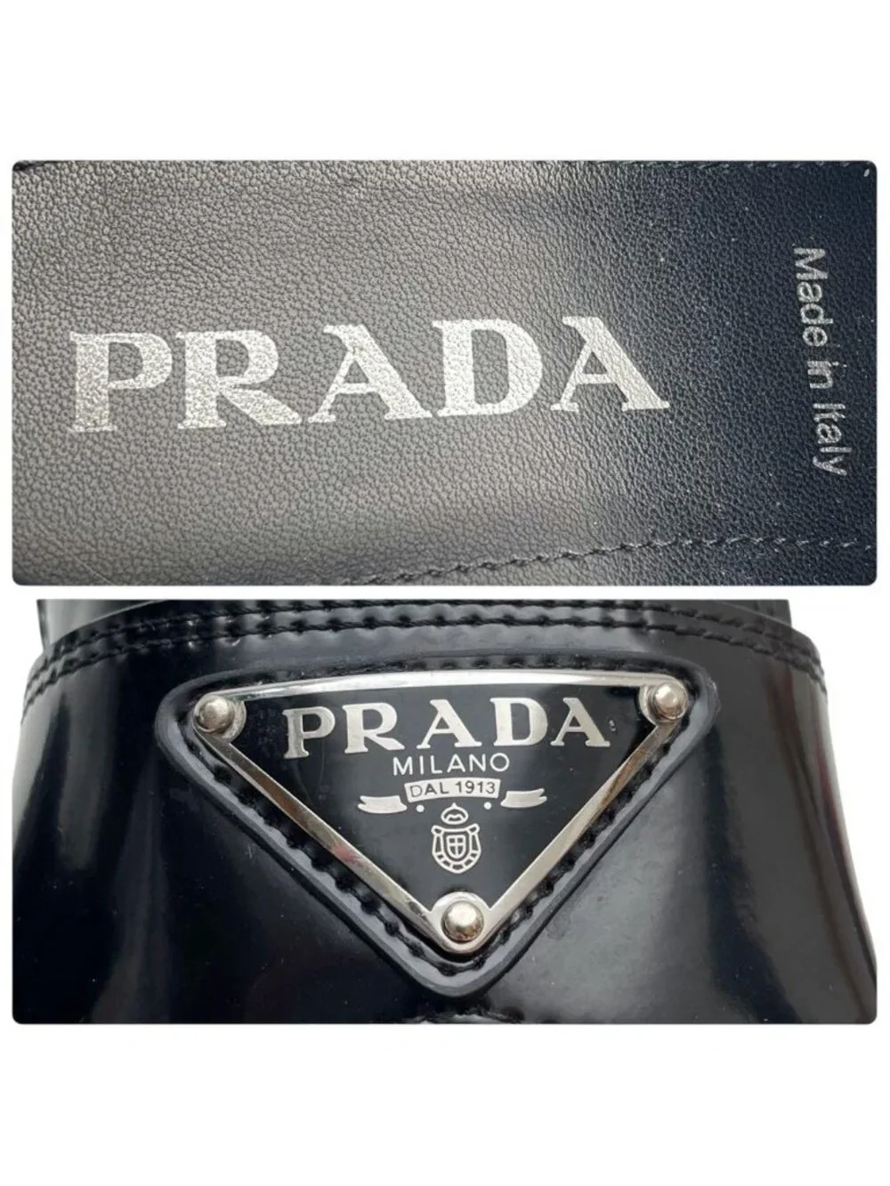Prada Leather Triangle Plate Logo Loafers Black